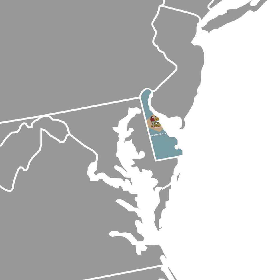 mapa del estado de delaware con bandera. ilustración vectorial vector