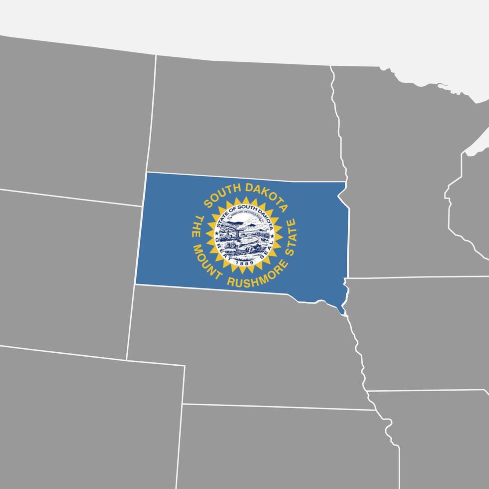 South Dakota state map with flag. Vector illustration.