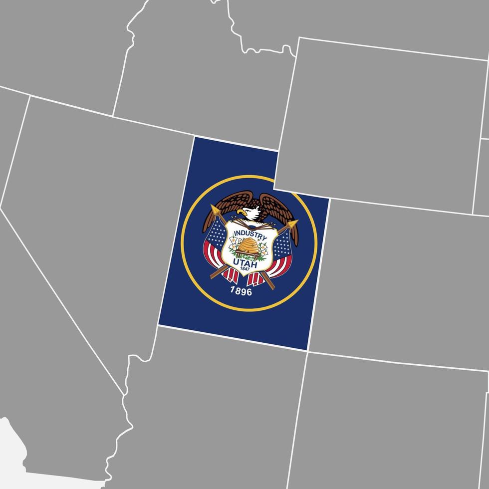 Utah state map with flag. Vector illustration.