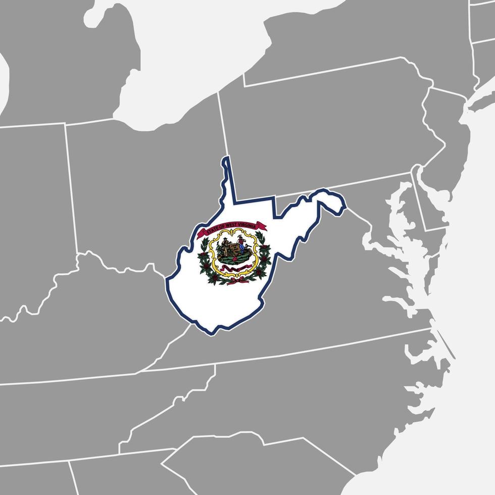 West Virginia state map with flag. Vector illustration.