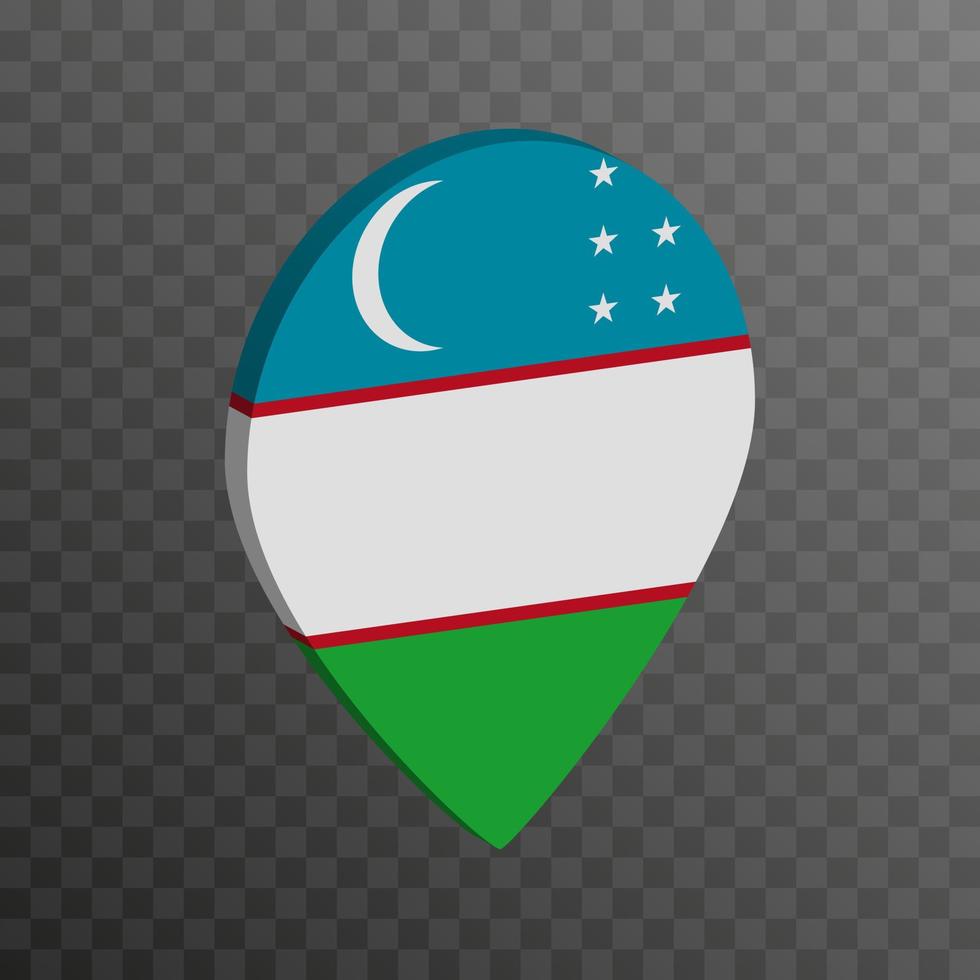 Map pointer with Uzbekistan flag. Vector illustration.