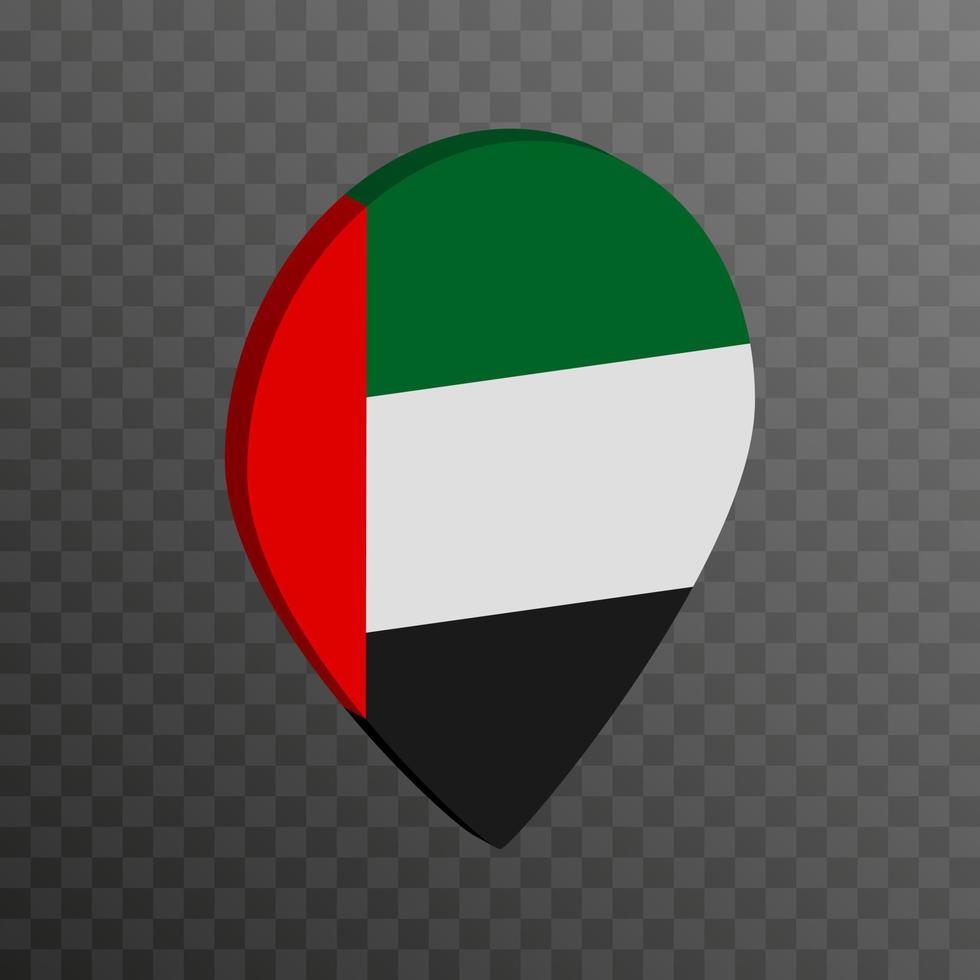 Map pointer with United Arab Emirates flag. Vector illustration.