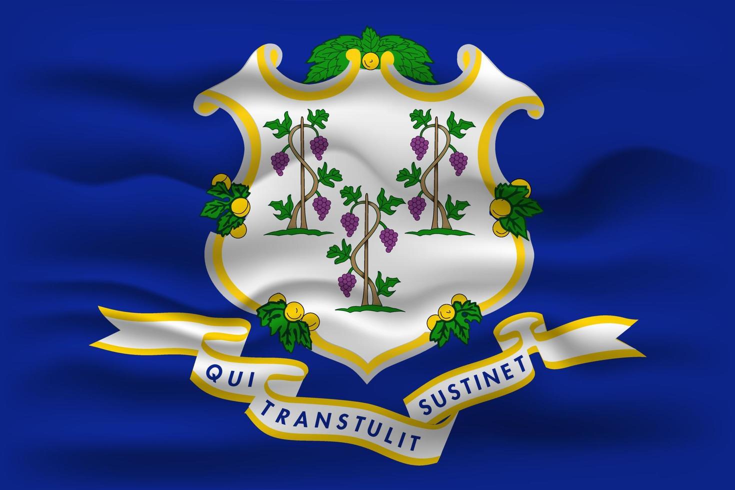 ondeando la bandera del estado de connecticut. ilustración vectorial vector