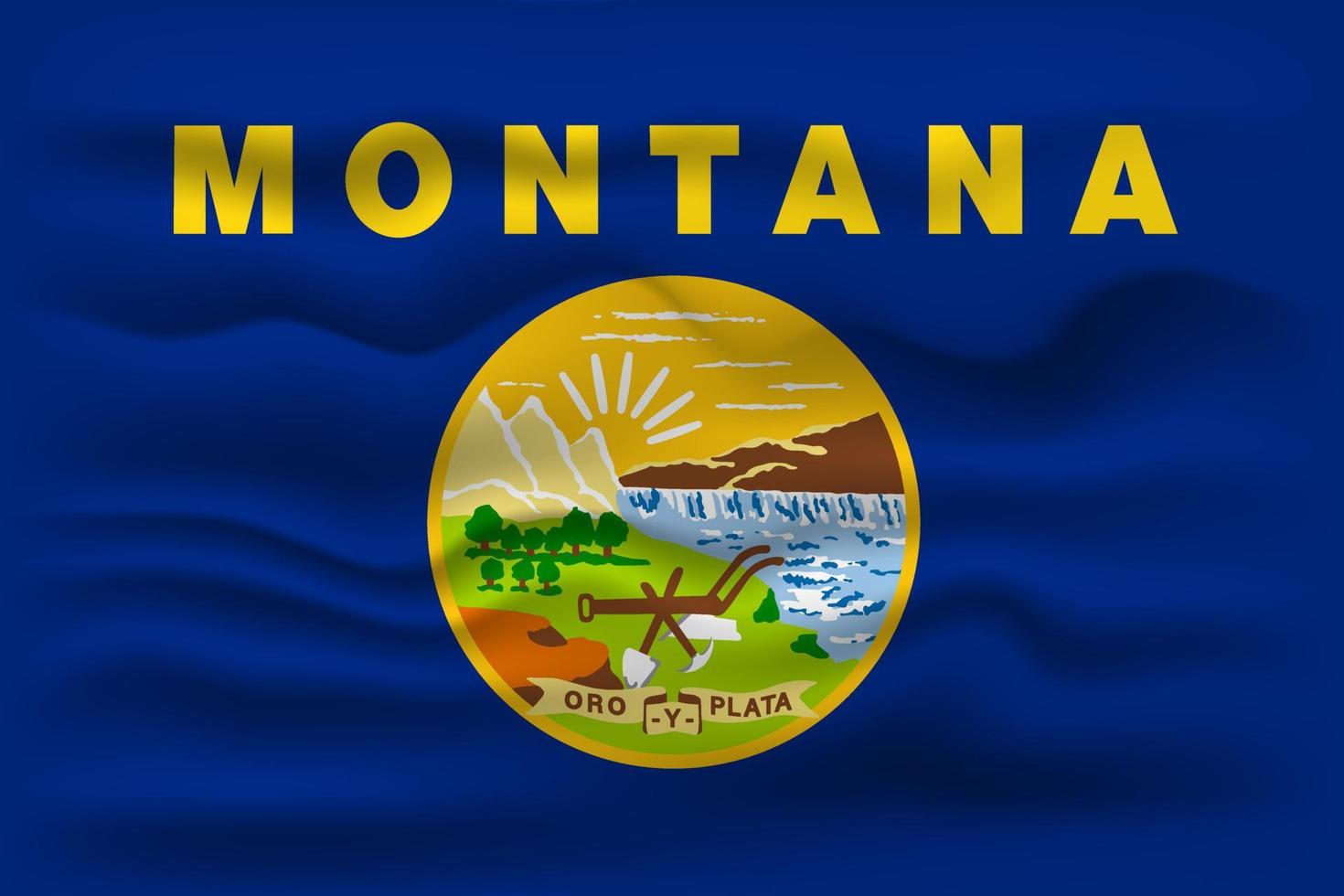 Waving flag of the Montana state. Vector illustration.