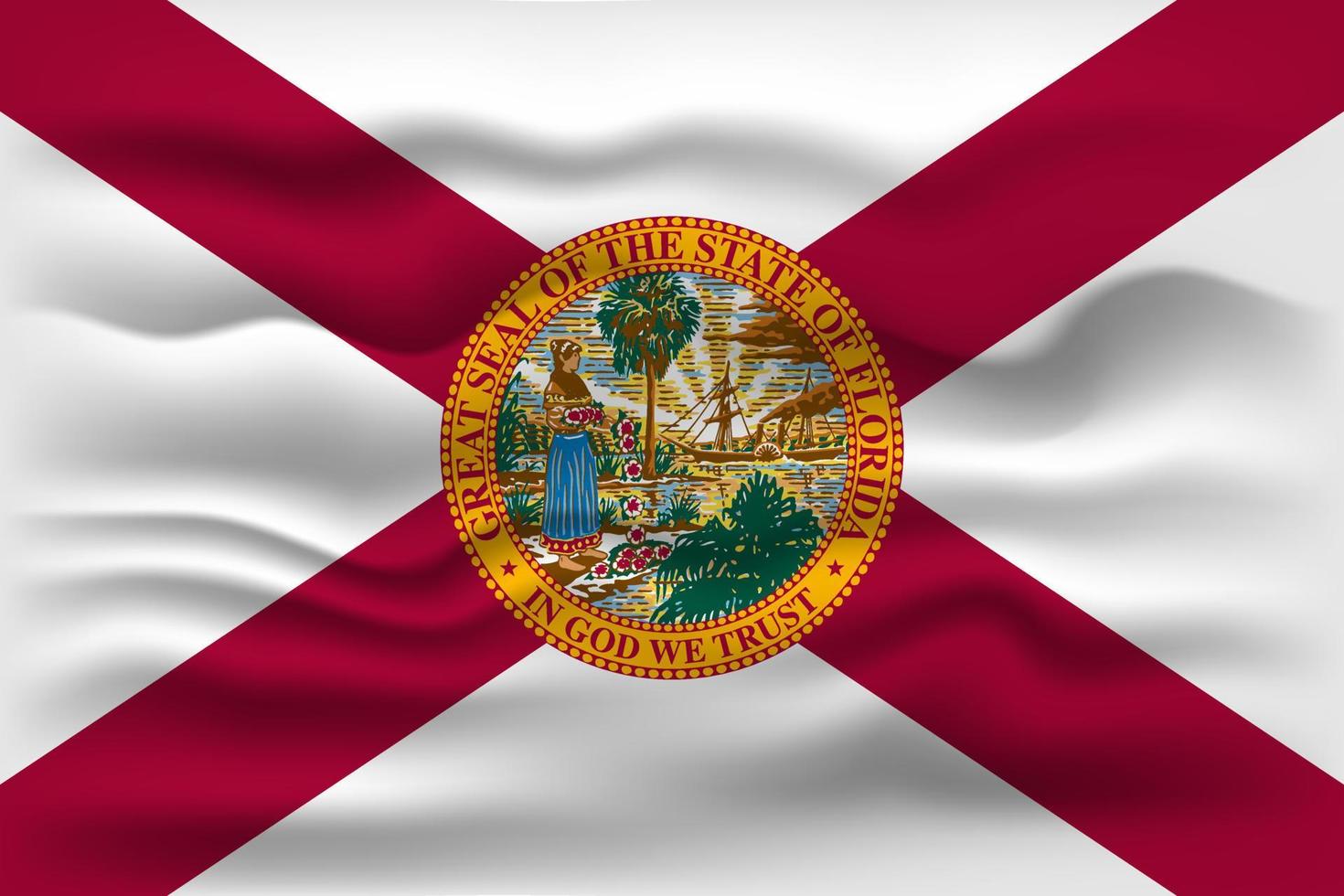 Waving flag of the Florida state. Vector illustration.