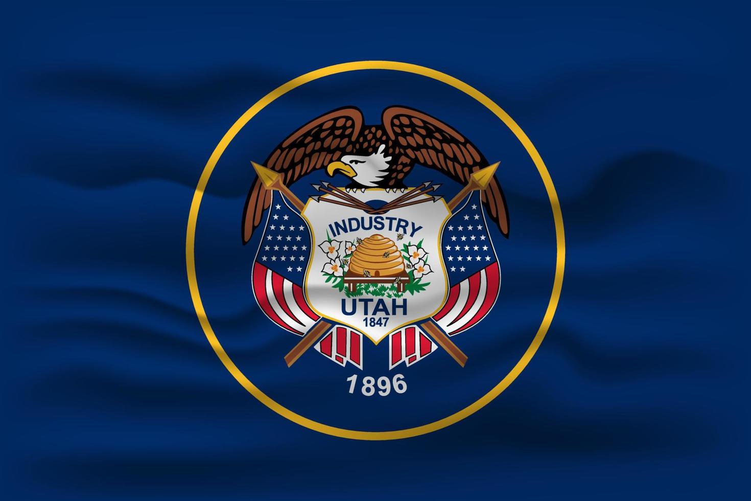 Waving flag of the Utah state. Vector illustration.
