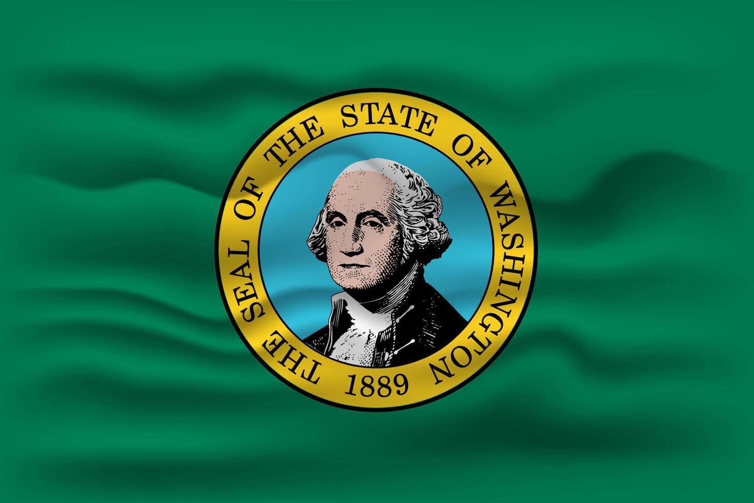 Waving flag of the Washington state. Vector illustration.