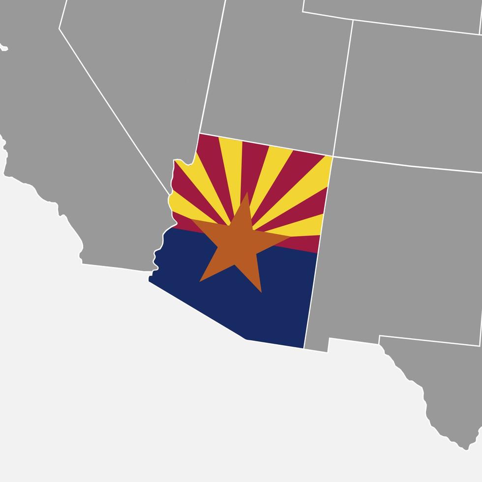 mapa del estado de arizona con bandera. ilustración vectorial vector