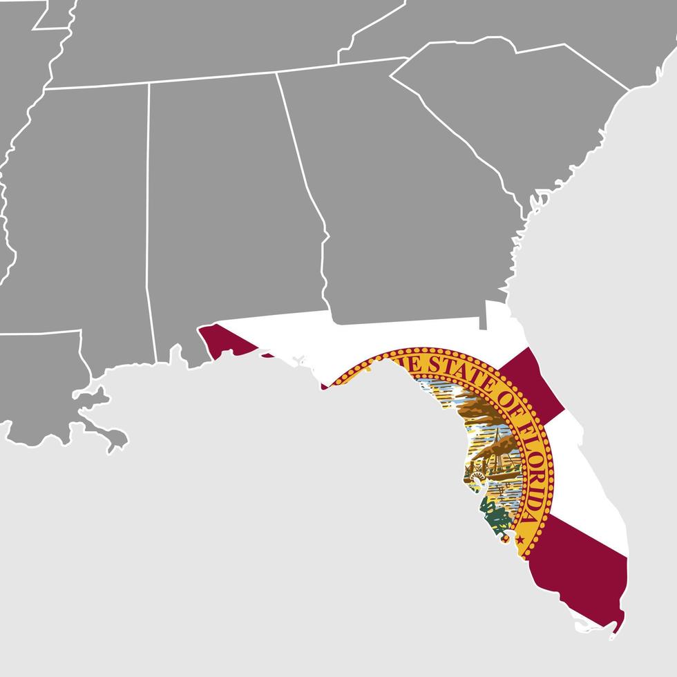 Florida state map with flag. Vector illustration.