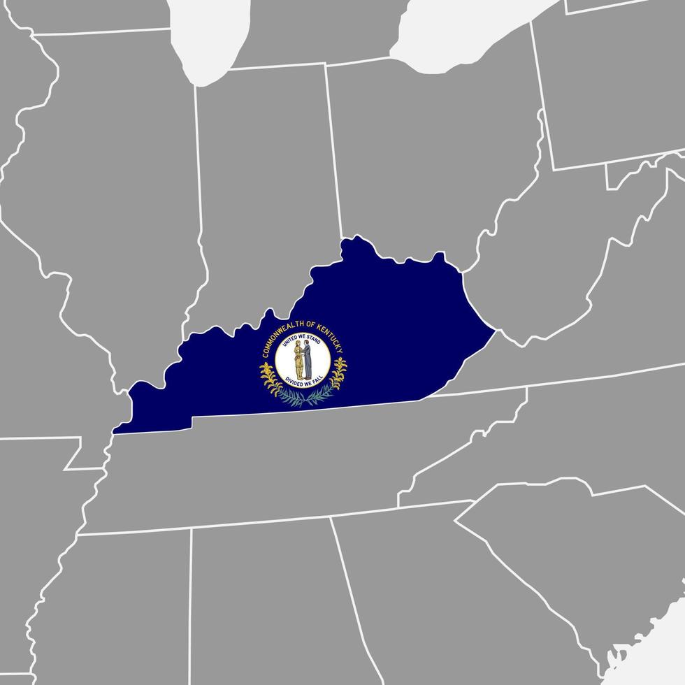 Mapa del estado de Kentucky con bandera. ilustración vectorial vector