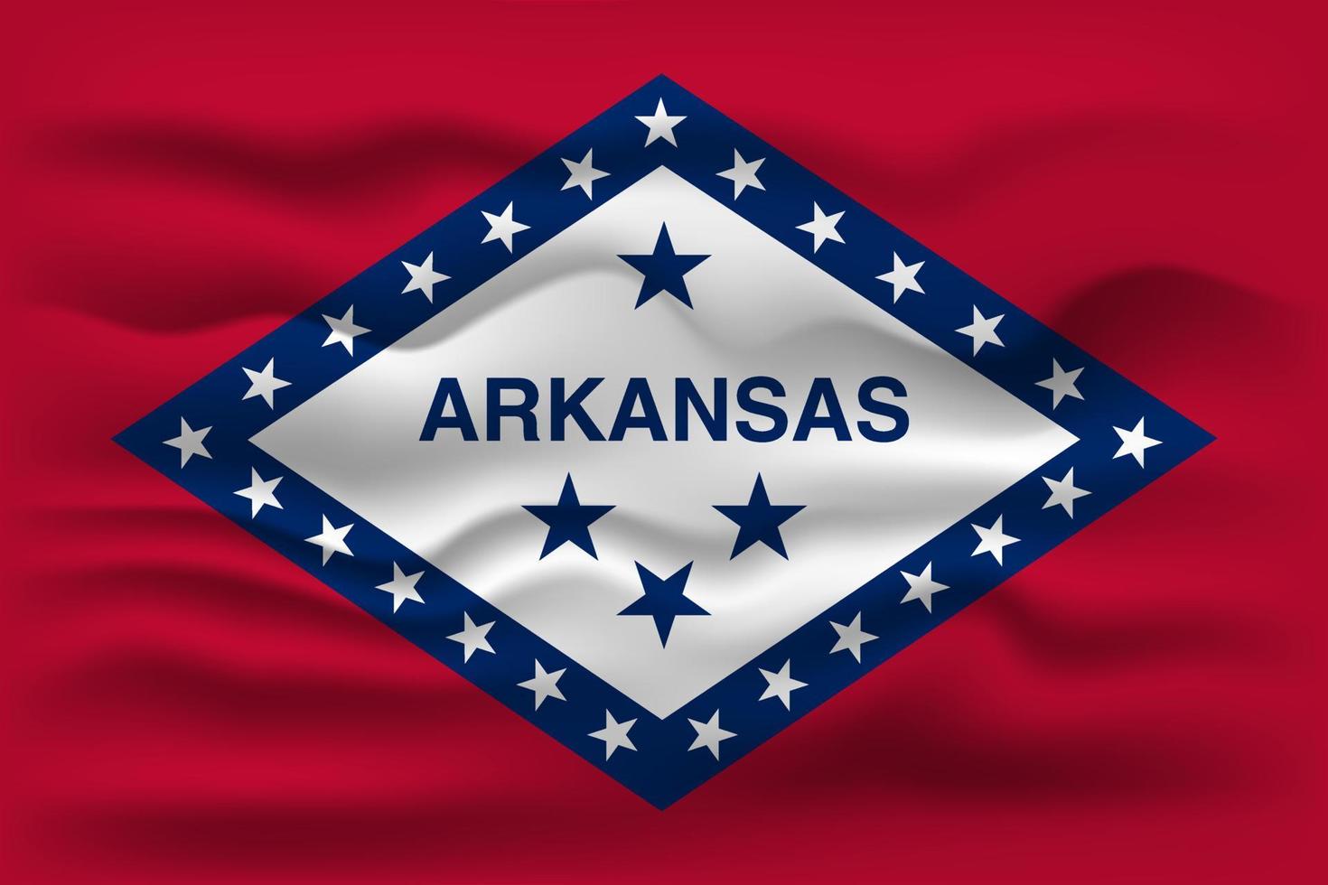 Waving flag of the Arkansas state. Vector illustration.