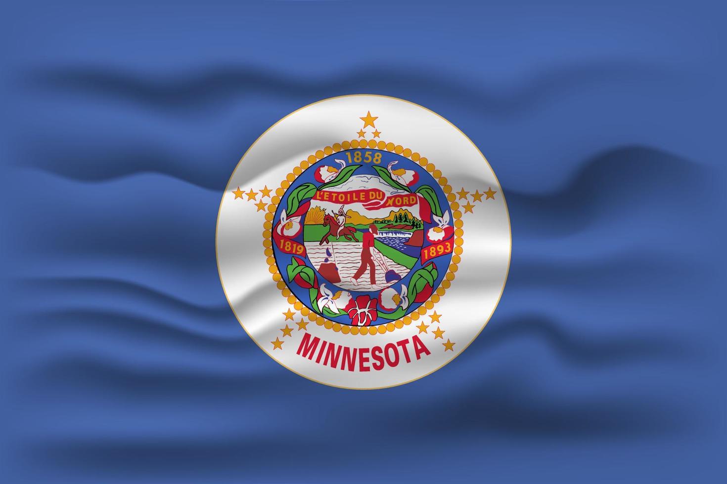 ondeando la bandera del estado de minnesota. ilustración vectorial vector