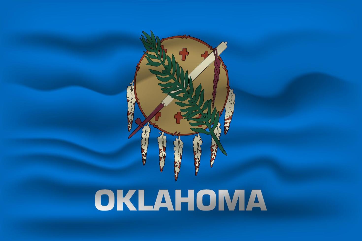 Waving flag of the Oklahoma state. Vector illustration.