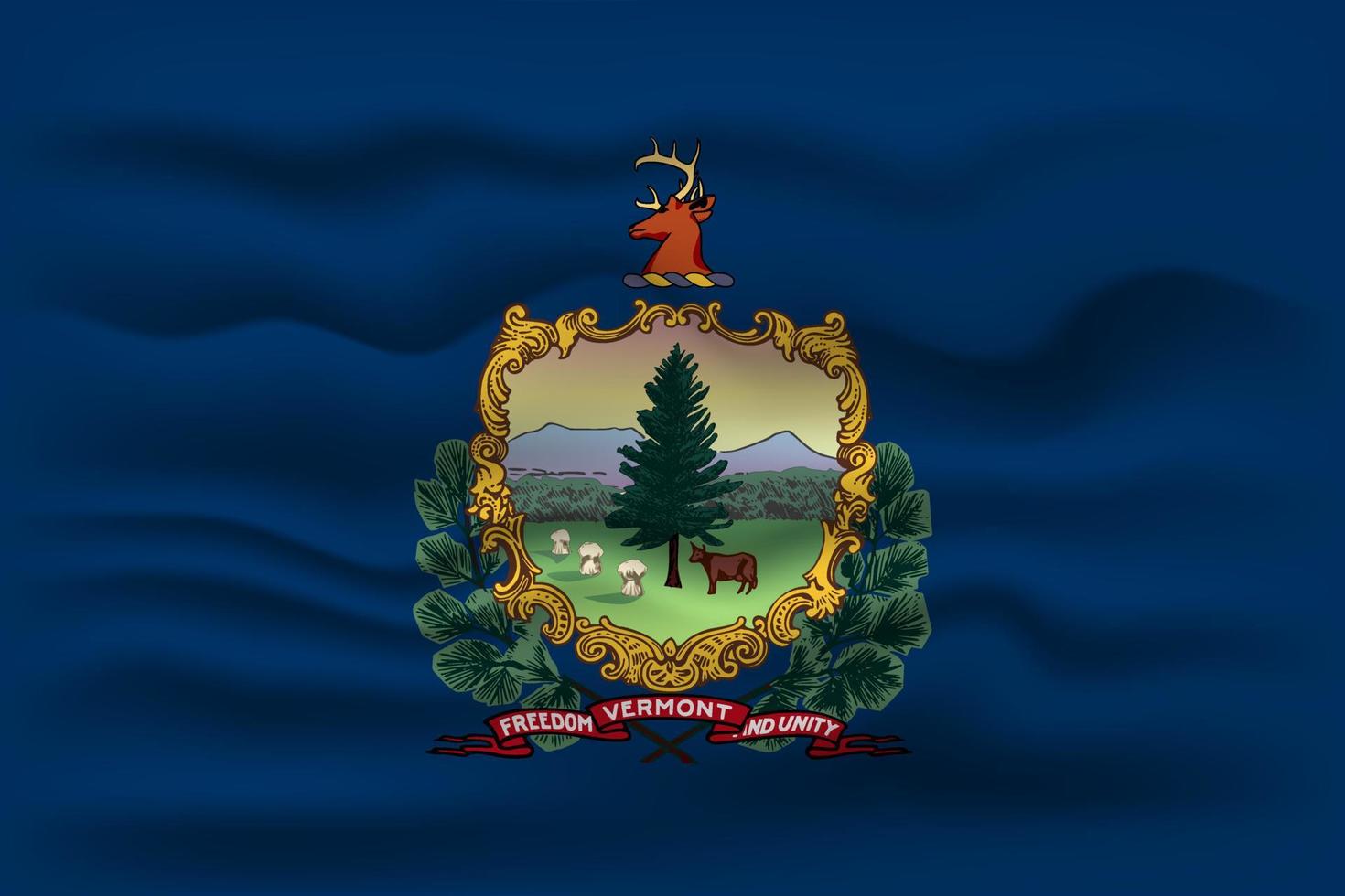 Waving flag of the Vermont state. Vector illustration.
