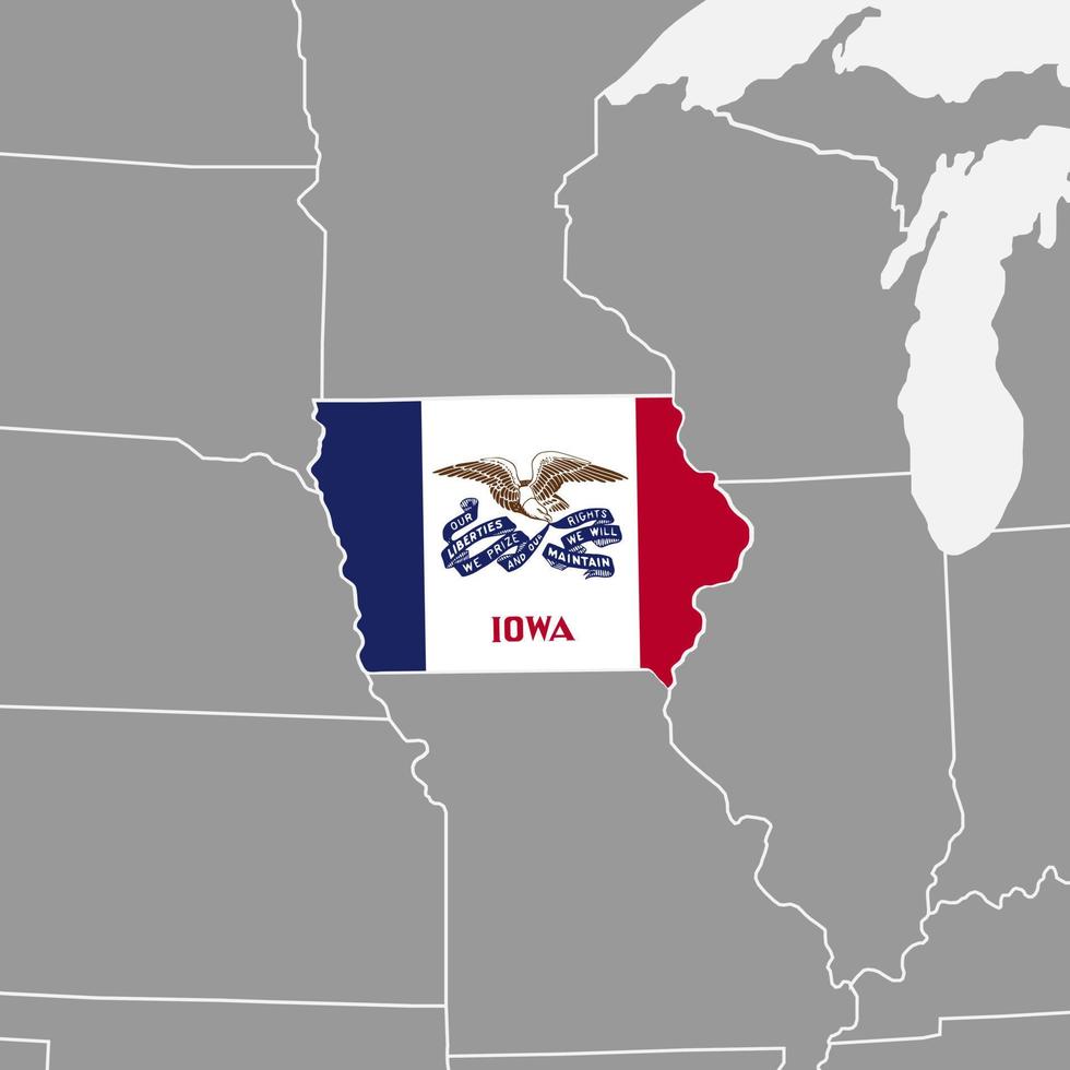 bandera del estado de iowa con mapa. ilustración vectorial vector