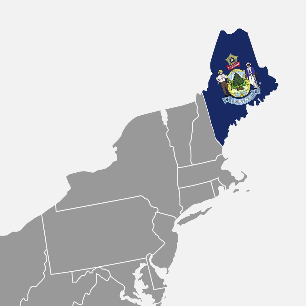 Maine state map with flag. Vector illustration.