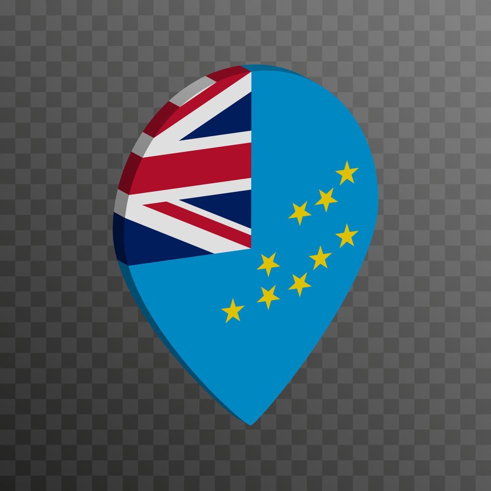 Map pointer with Tuvalu flag. Vector illustration.