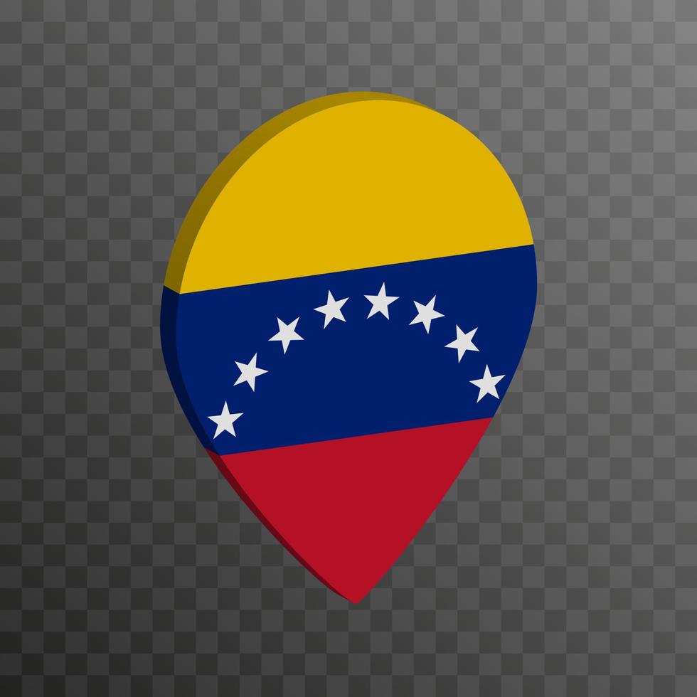 Map pointer with Venezuela flag. Vector illustration.