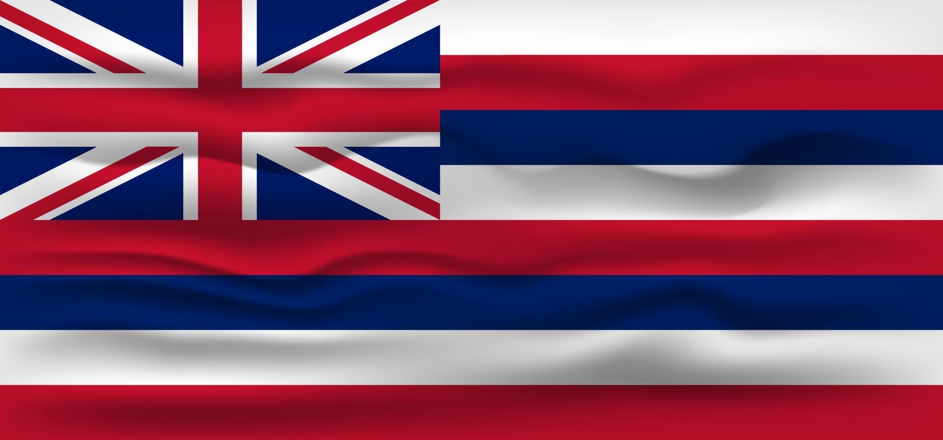 Waving flag of the Hawaii state. Vector illustration.