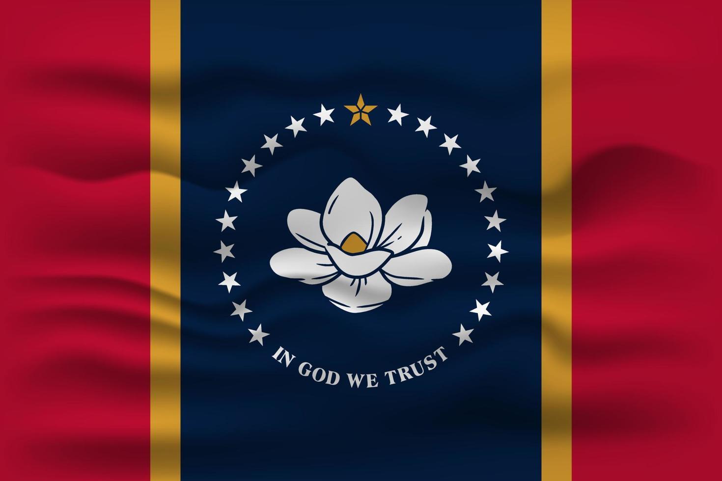 Waving flag of the Mississippi state. Vector illustration.