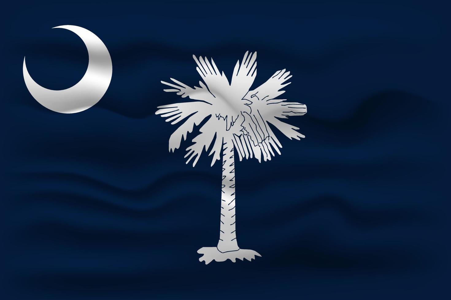 Waving flag of the South Carolina state. Vector illustration.