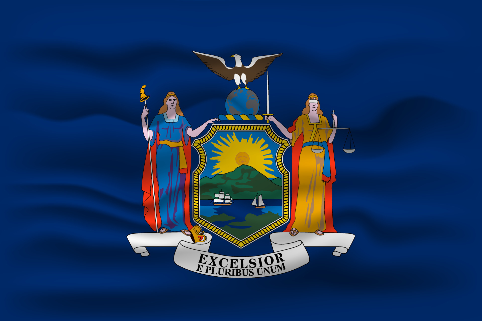 Waving flag of the New York state. Vector illustration. 17395988 Vector