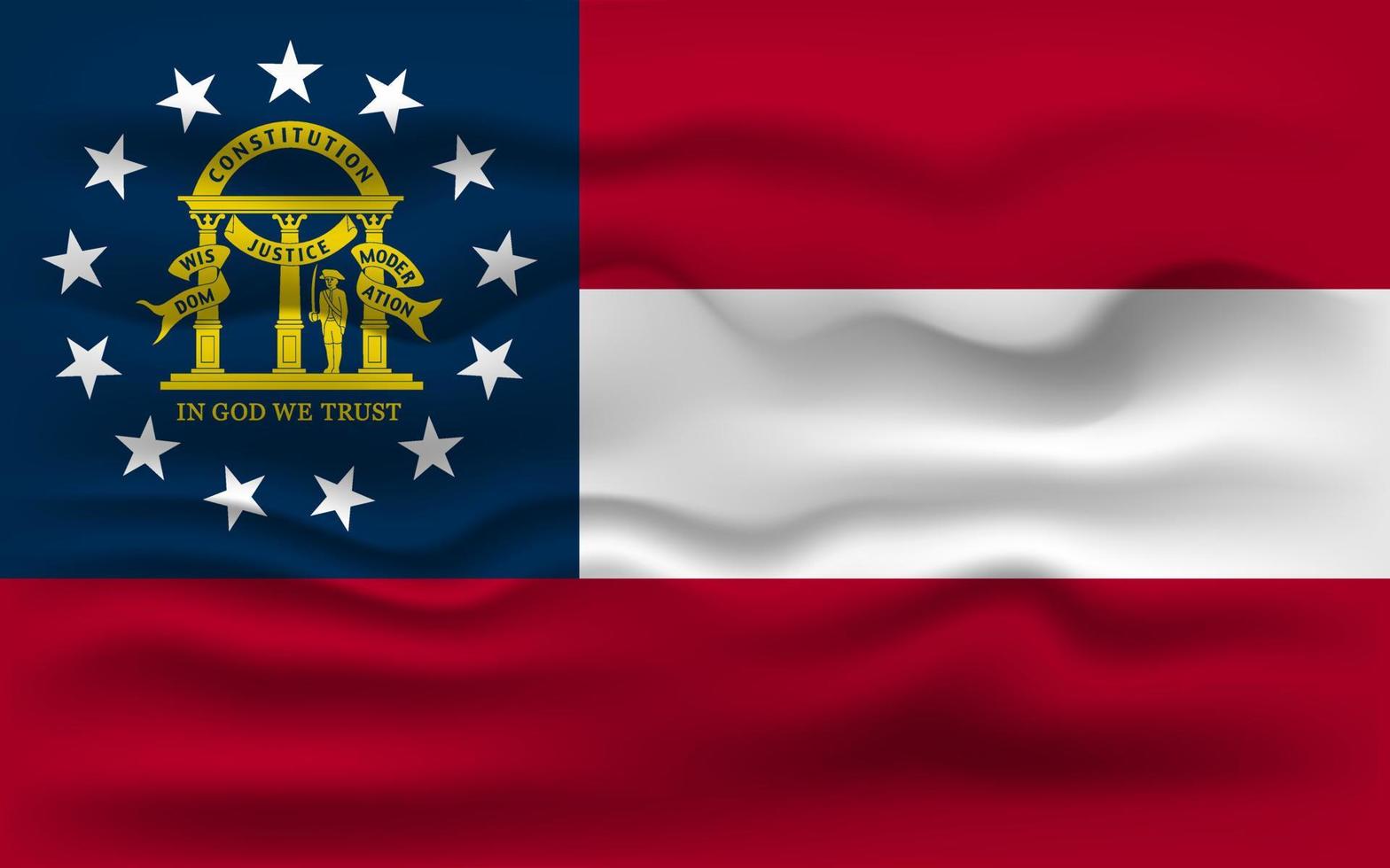 Waving flag of the Georgia state. Vector illustration.