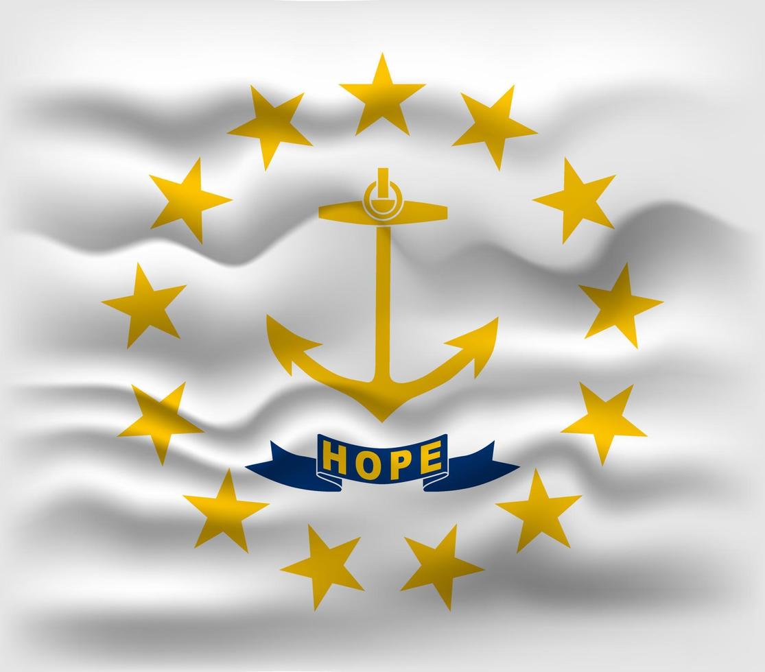 Waving flag of the Rhode Island state. Vector illustration.