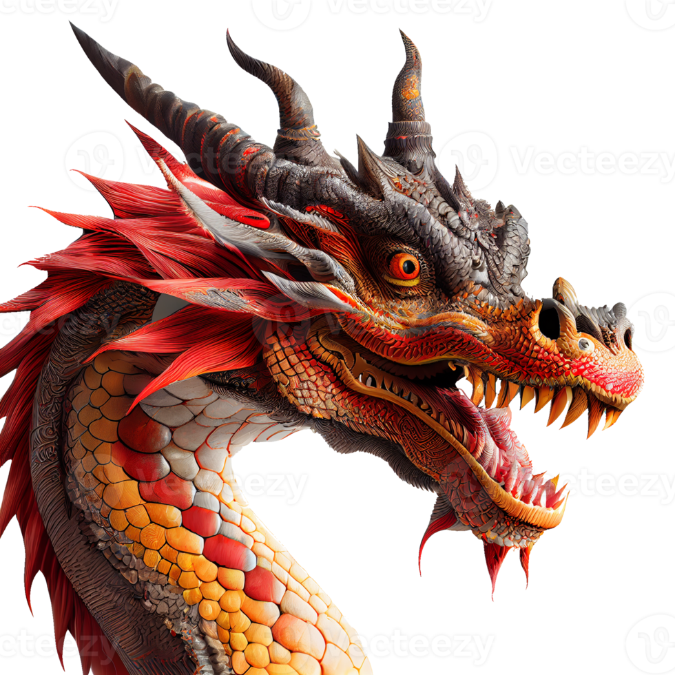 Chinese dragon made of gold represents prosperity and good fortune. Chinese New Year concept with clipping path png