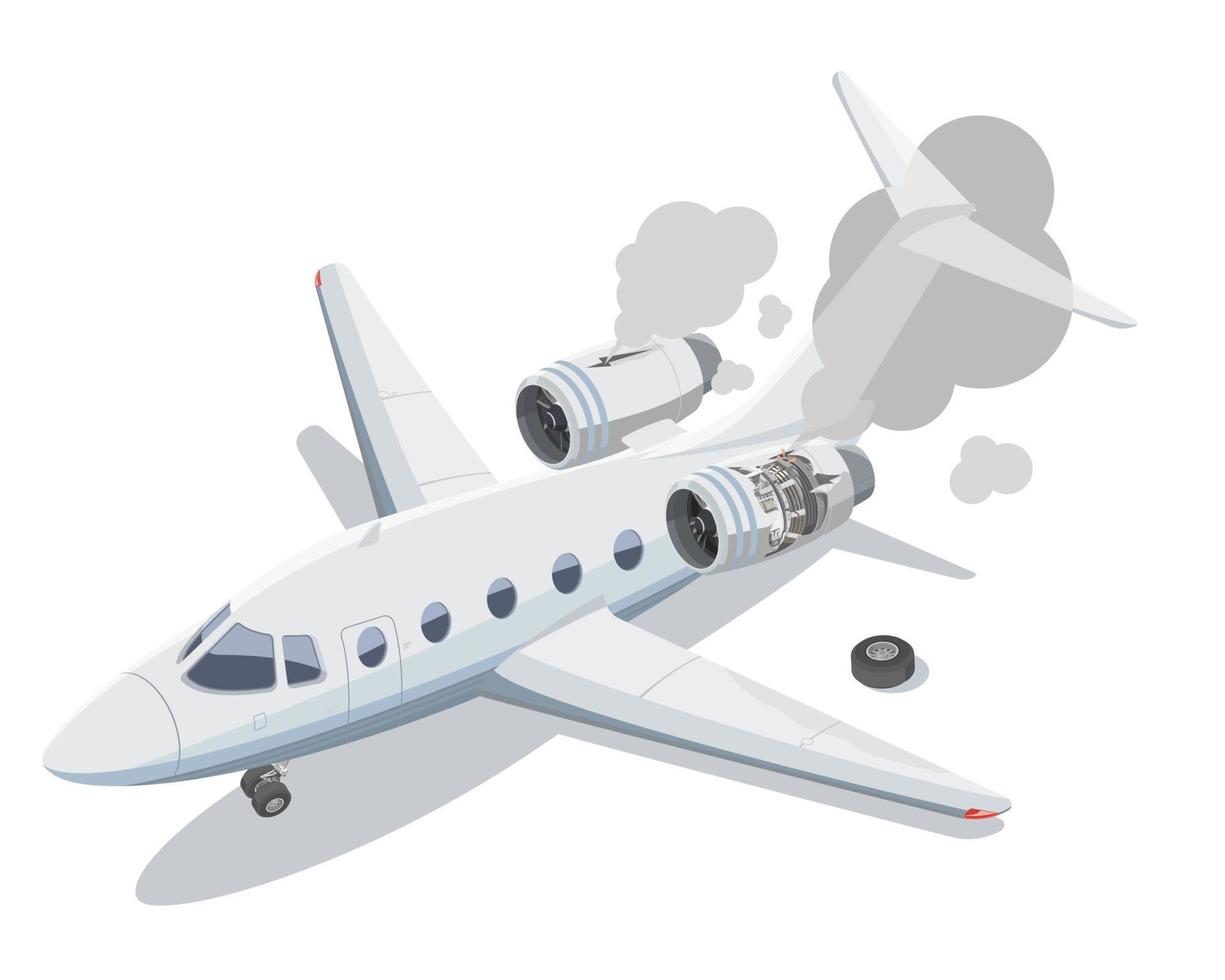 Private Airplane Accidents Between Takeoff and Landing Crash travel insurance illustration isometric isolated vector