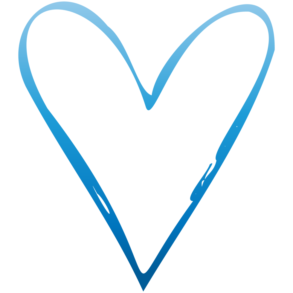 coeur de doodle bleu simple. élément de design isolé pour la saint valentin, mariage, romance. clipart png transparent