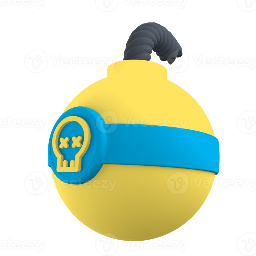 Bomb 3D rendering isolated on transparent background. Ui UX icon design web and app trend png