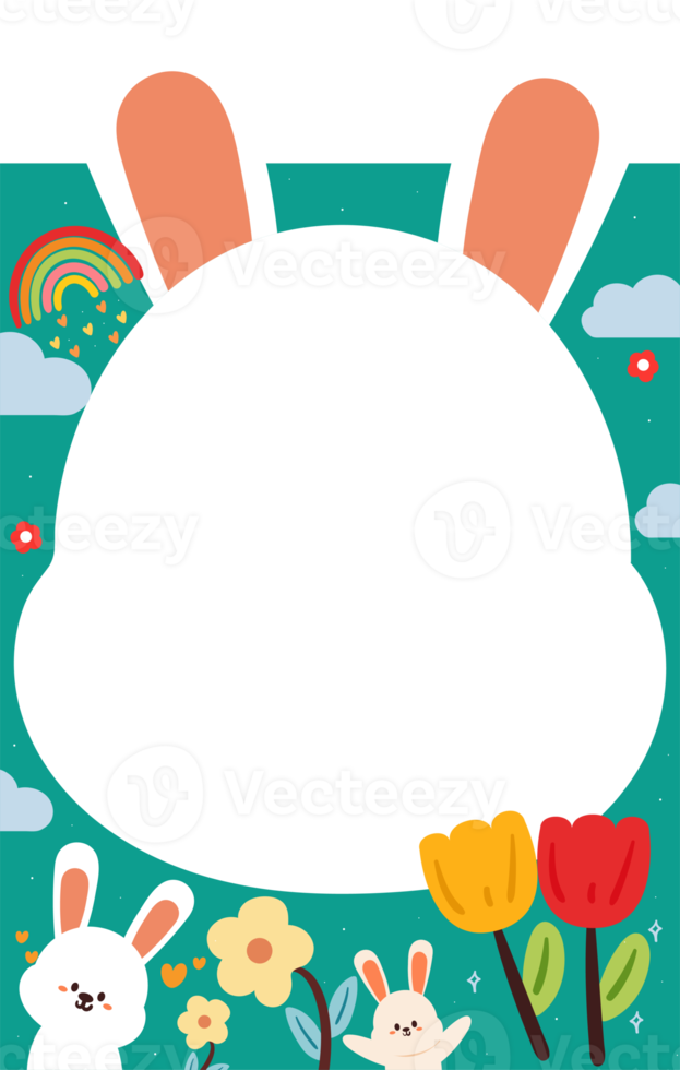 cute frame with bunny ears and cute bunny element 17396192 PNG