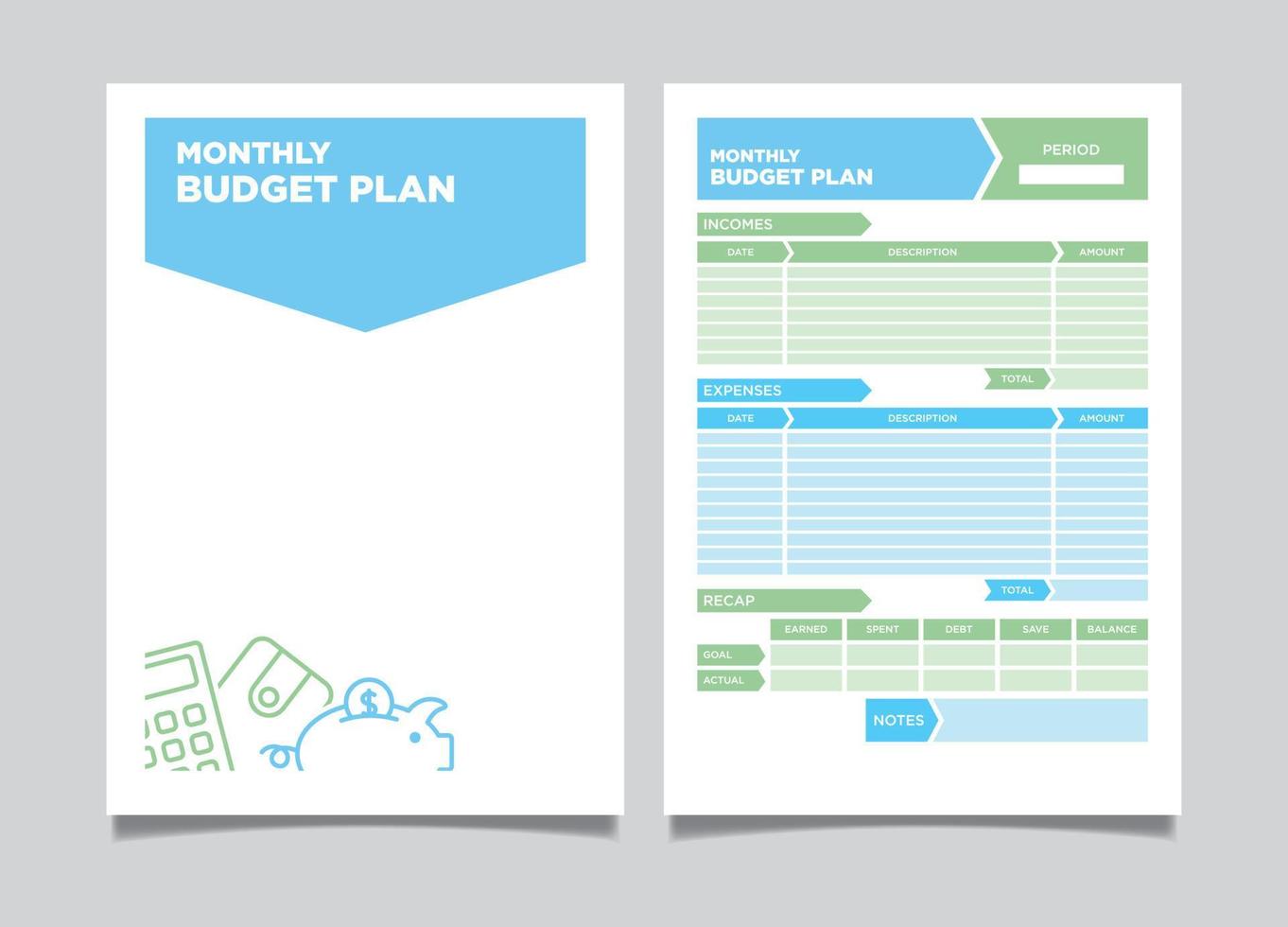 Monthly and weekly budget planner. A4 format 6410412 Vector Art at