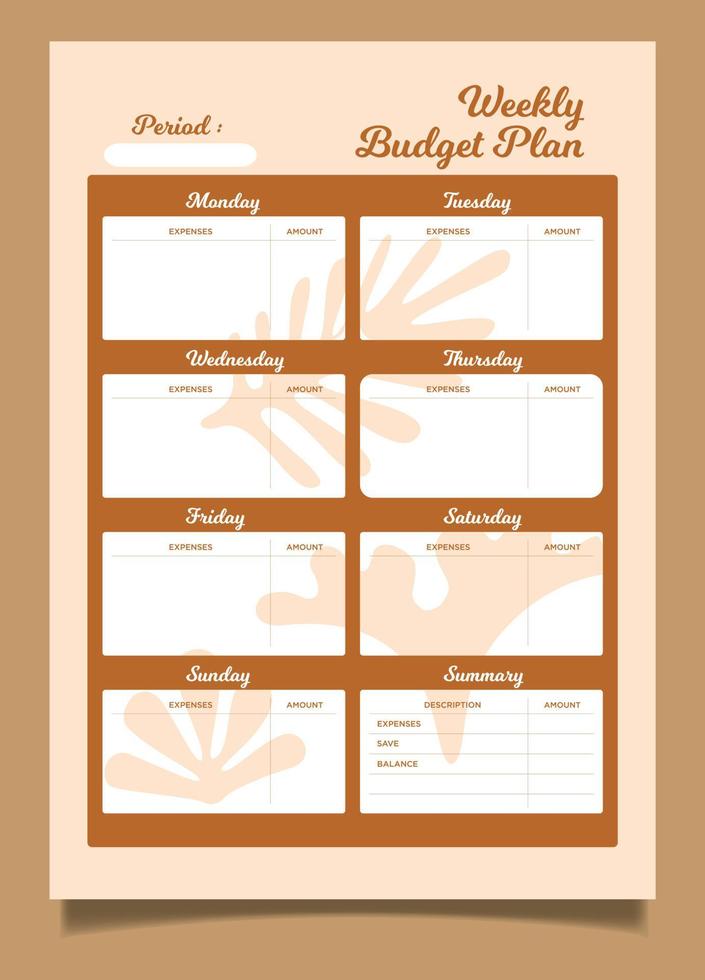 Ready to print A4 Size, stylist weekly planner design template. vector