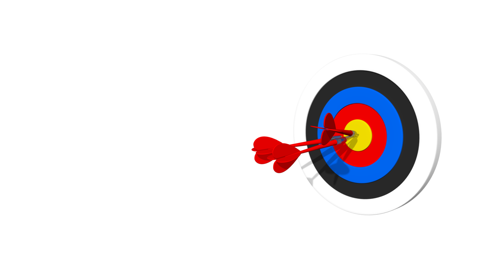 Dartboard Three Arrows Hit Exactly Target, Our Mission, Achieve You Business Goal, Find Your Destination, 3D Rendering png
