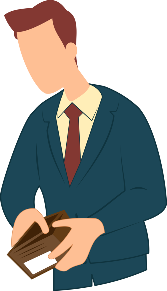 illustrartion businessman showing his empty wallet png