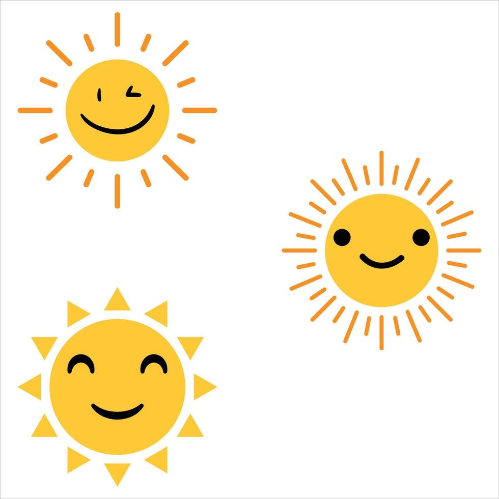 Sun with smiling face vector