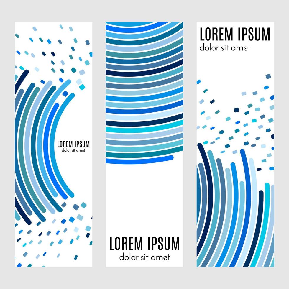 Set of abstract vertical header banners with curved lines and place for text. Colorful backgrounds for web design. Vector illustration