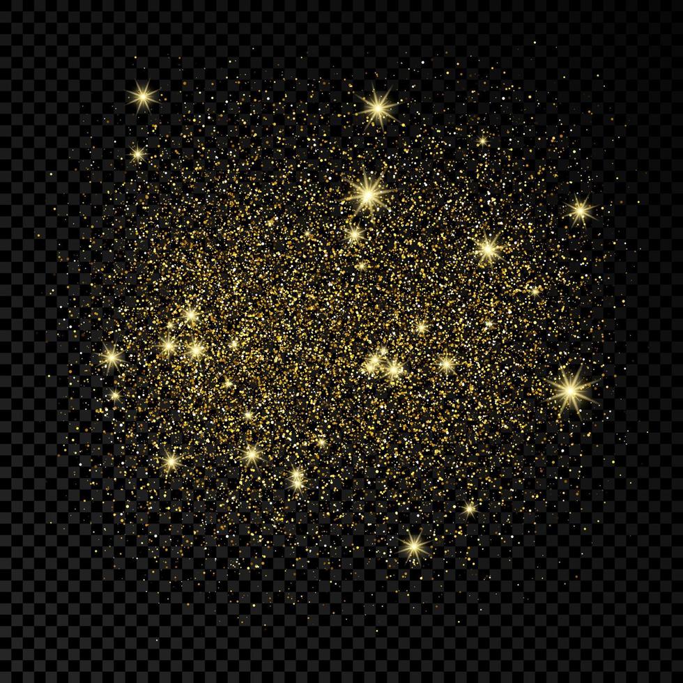 Golden Paint Glittering backdrop on a white background. Background with gold sparkles and glitter effect. Empty space for your text. Vector illustration