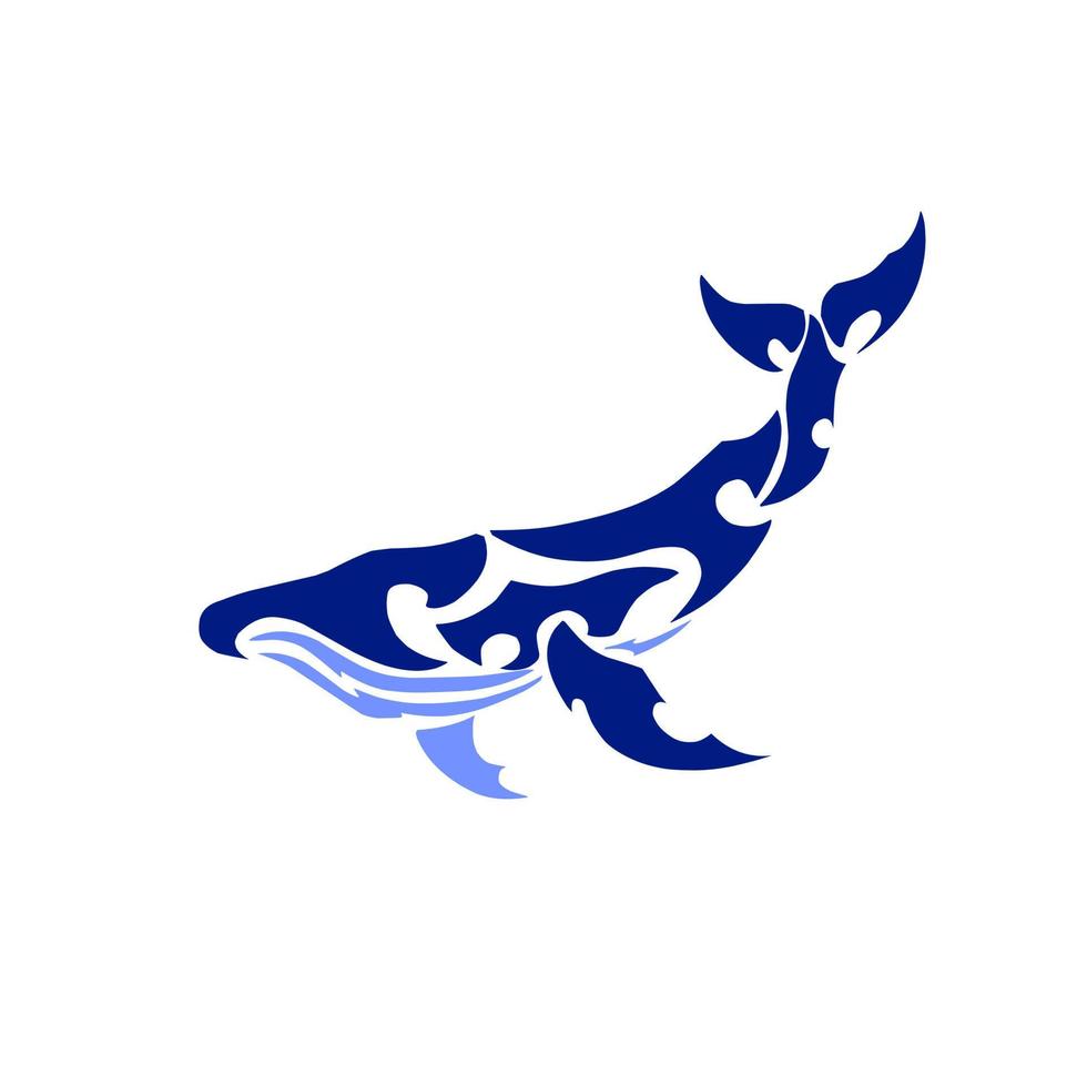 Illustration vector graphic of blue whale tribal design