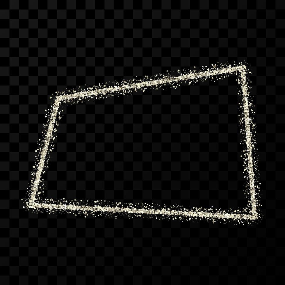 Silver glitter frame. Rectangle frame with shiny sparkles. Vector illustration