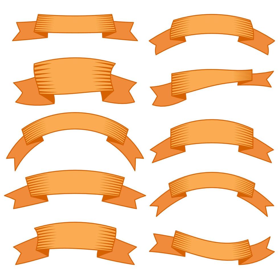 conjunto de diez cintas naranjas y pancartas para diseño web. gran elemento de diseño aislado sobre fondo blanco. ilustración vectorial vector