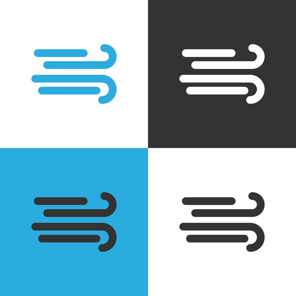 Wind weather Icon. Set of four Wind weather icon on different backgrounds. Vector illustration.