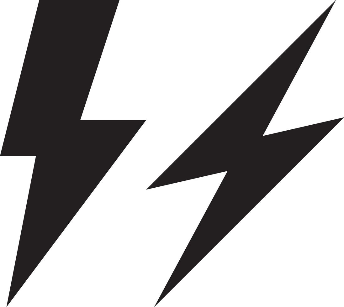 Simple Lightning Bolt Strike icon Set vector