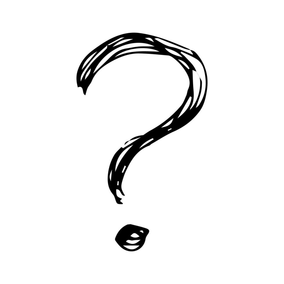 Hand drawn question mark symbol. Black sketch question mark symbol on white background. vector