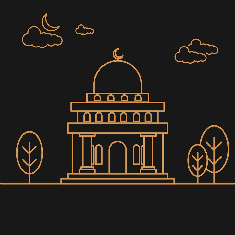 a mosque illustration line art vector