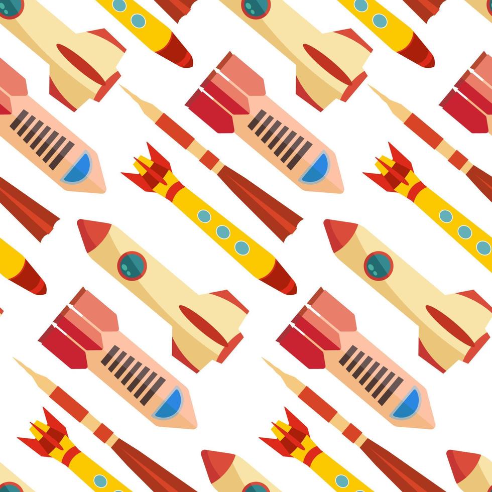 Seamless pattern with space rocket. Vector illustration.