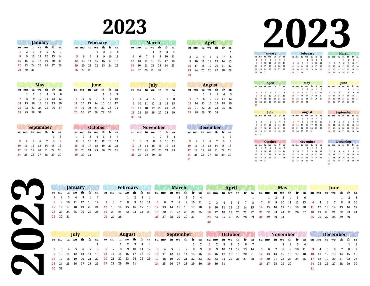 Calendar for 2023 isolated on a white background vector