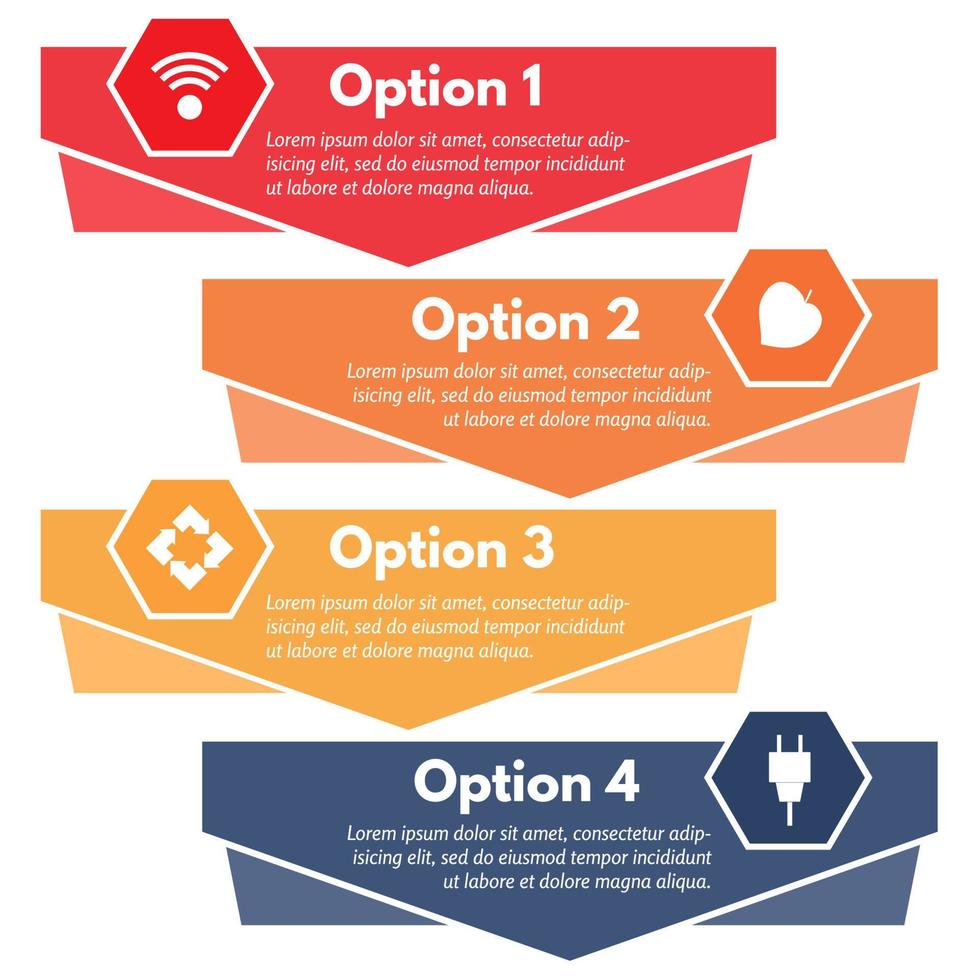 cuatro elementos de diseño infográfico con iconos. plantilla de diseño infográfico paso a paso. ilustración vectorial vector